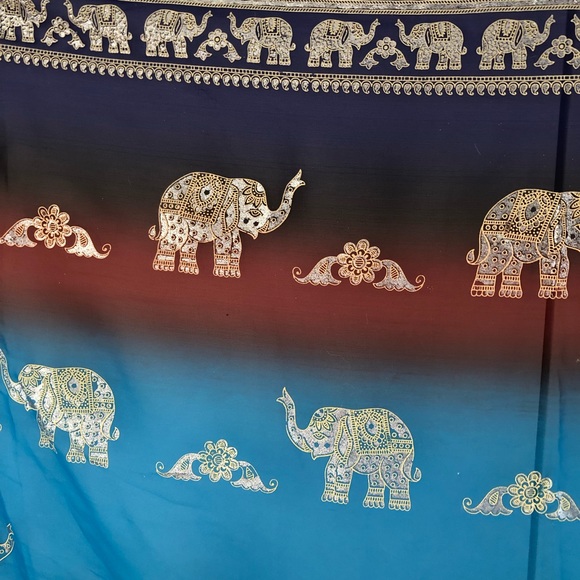 Semi-sheer Purple & Blue Ombre Glitter Elephant Tapestry (7 x 3.5 ft) - Picture 2 of 4